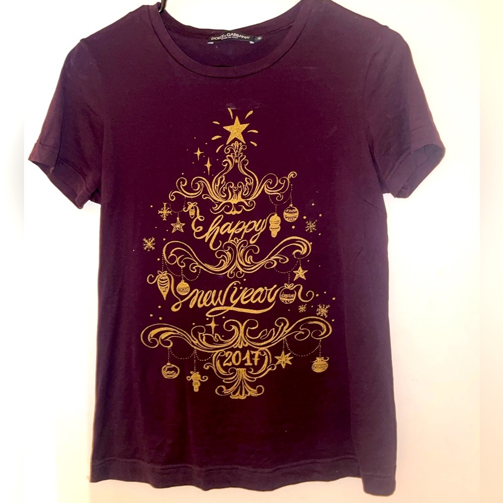 Dolce and Gabbana Happy New Year 2017 T-Shirt Dark Purple
